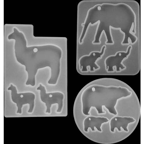 1pcs Animals UV Resin Silicone Mold Elephant Alpaca Polar Bear Pendant Key Chain Epoxy Resin Mould For DIY Jewelry Making Tool