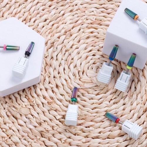 Rainbow Tungsten Carbide 5 in 1 Nail Drill Bit Milling Nail Remove Art Polish Cutter Gel For Manicure File 3/32" Nail Shank L1Z0