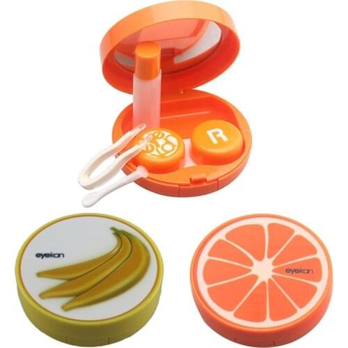 2pcs Orange Banana Design Contact Lenses Box Unisex Eyeglasses Box Cleaning Case Carry Holder Container Case 8039