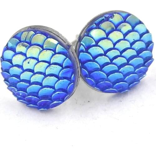 12mm Delicate Stud Earrings Chic Dragon Scale Cluster Statement Boutique Jewelry