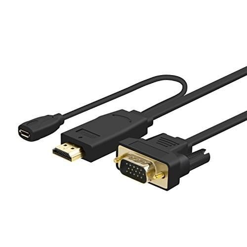 HDMI to VGA, 6.5FT HDMI Male to VGA Male Adapter Cable, Support 1080P,for HDTVs, displayers, Laptop Desktop Computer