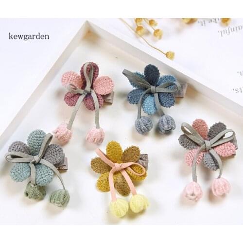 Kewgarden Cute Baby Girls Hair Accessories Flower Barrettes Hair Clip Pin Kids Children Hairpin Headwear 3.5cm 5 Pcs