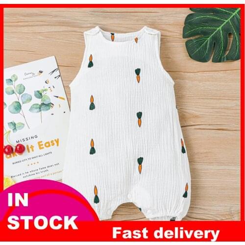 Carrot Cactus Printed Rompers Infant Baby Boy Clothes Rompers Sleeveless Cotton And Linen Romper Jumpsuit Боди Baby Romper