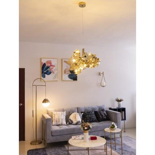 Nordic creative personality living room golden stainless steel dining room chandelier designer facade decoration net red branch