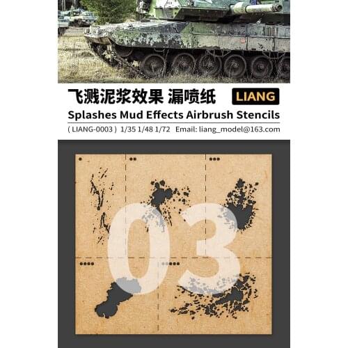 LIANG-0003 Splashes Mud Effects Airbrush Stencils for 1/35 1/48 1/72 Scale Model