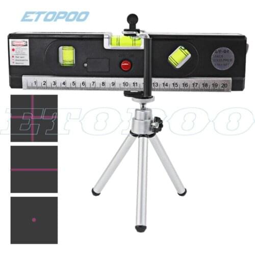 Hot Multipurpose Level 4 In 1 Blister Laser Levels Horizon Vertical Magnetic Measuring Tape Marking Lines Bubbles Ruler Tool