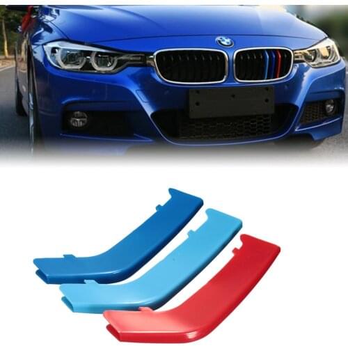 ///M Color ABS Front Center Kidney Grill Grille Covers Decal Strip Clip For BMW 3 Series F30 F31 2013- 2018 8 Beams Accessories