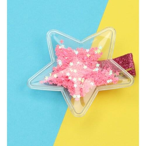 1 PC Girls Sweet Hair Clips Children Hairpins Kids Barrettes Filled Star Heart Crystal Design Shiny Hairgrips Summer Headwear