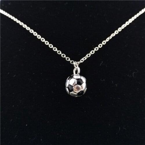 Fashion Football Charm Necklace Pendant Boys Mens Jewellery Silver Plated Chain Gift