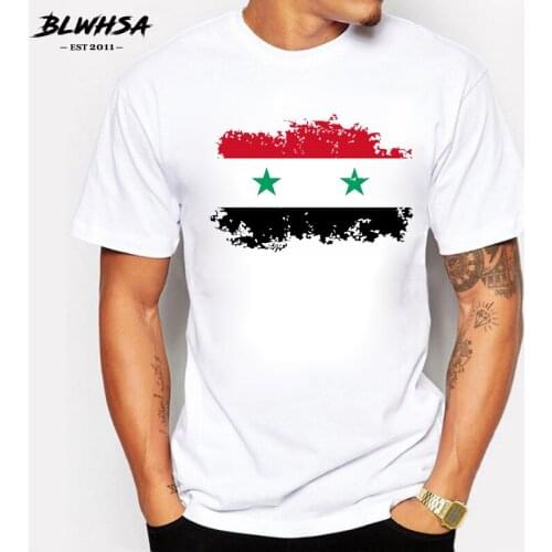 BLWHSA Summer Syria Flag T shirts Men Fashion Short Sleeve 100% Cotton Brand Design T-shirts Funny Syria Tops Tees Clothing