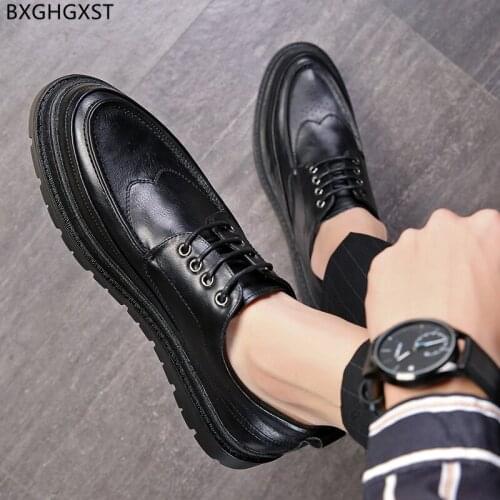 Black Leather Casual Shoes Men Platform Oxford Shoes for Men 2021 Luxury Designer Shoes Man Zapatillas Hombre Chaussure De Homme