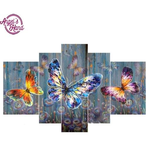 5d diy Diamond embroidery colorful butterfl 5pcs Multi-picture Combination diamond painting Cross Stitch Rhinestone decoration
