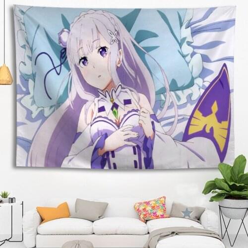 Hot Sale Custom Anime Re Zero Printed Tapestry Background Decorative Tapestry Various Sizes Wall Hanging Decor