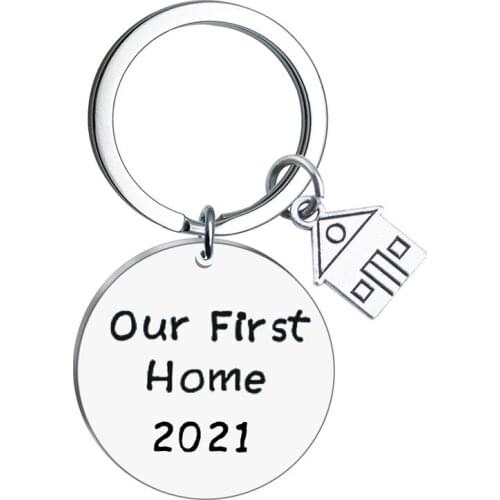 2021 New Home Keychain Housewarming Gift New Engrave Letter Homeowner House Keyring Moving In Key Chain Jewelry
