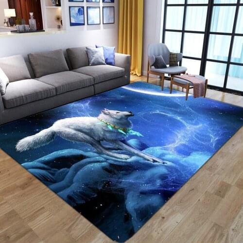 NEW Wolf Design 3D Printing Carpets For Living Room Bedroom Gamer Area Rugs Soft Flannel Cartoon Kids Room Play Crawl Floor Mat