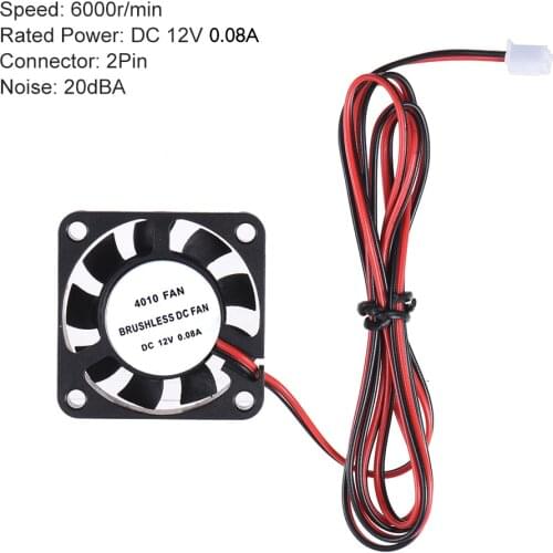 2pcs Cooling Cooler Fan 3D Printer Anet 40 * 40 * 10mm DC 12V Brushless 2 Wire for Rap i3 DIY