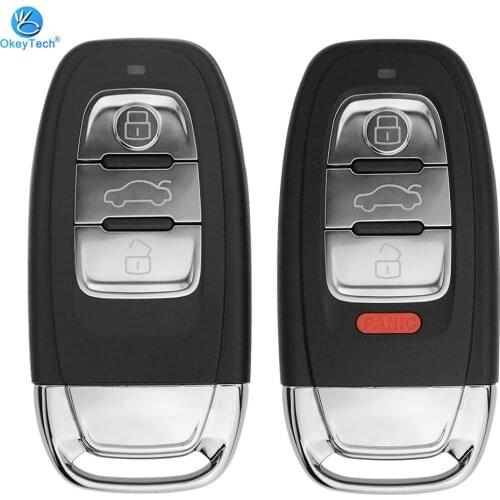 OkeyTech For Audi A4L A6L Q5 A5 754C / 754G Replacement Smart Remote Car Key Shell Cover Case Fob 3 4 Buttons With Key Blade