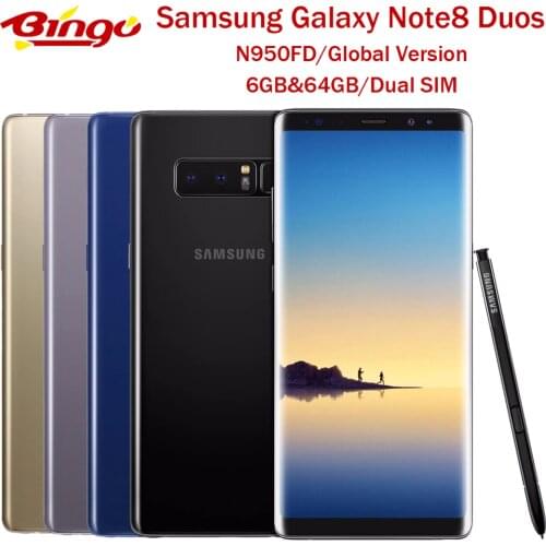 Samsung Galaxy Note8 Duos N950FD Note 8 Original Unlocked 4G LTE Phone Octa Core 6.3" Dual SIM Dual 12MP 6GB&64GB Fingerprint