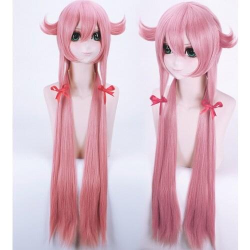 The Future Diary Gasai Yuno 100cm Long Pink Straight Anime Cosplay Wig Mirai Nikki Cheap Synthetic Hair Wigs For Women
