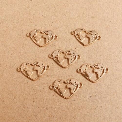 20pcs/Lot 16*26mm Antique Gold Color Connector Hollow Out Heart Charms for Bracelets Necklace Jewelry Making DIY Accessories