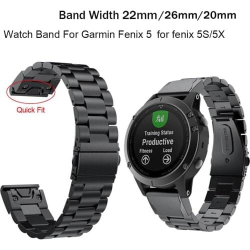 26 22 20MM Watchband Strap for Garmin Fenix 6S 6X 6 Pro 5X 5 5S 3HR D2 S60 Watch Quick Release Stainless steel Wrist Band Strap