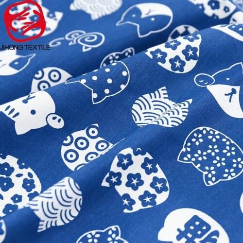 Blue Series Printed Dog Twill Cotton Fabric Sewing Handmade Cloth 100X160cm TJ1395