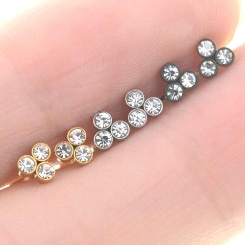 2Pcs 1.2x6/8mm Bar Three Cylinder Helix Conch Piercing Labret Lip Ring Nose Piercing Stud Tragus Cartilage Earrings Ear Jewelry