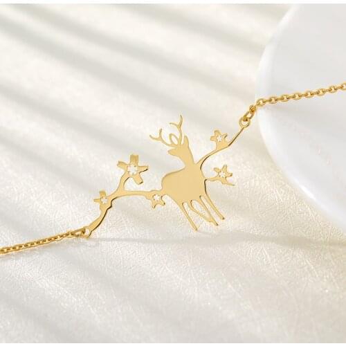 Sika Deer Bracelet Santas Deer Minimalism Jewelry Romantic Woman Bracelet Fun stainless steel bracelet bff Pulseras Mujer