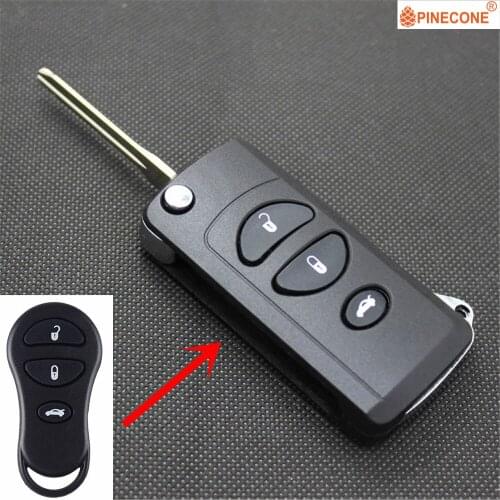 PINECONE Key Case for Chrysler Dodge Voyager Neon PT Cruiser 3 Button Modified Remote Flip Folding Car Key Fob Shell Cover