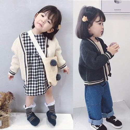 Girls Sweater Kids Coat Outwear 2021 Cardigan Plus Velvet Thicken Warm Winter Autumn Tops Fleece Christmas Childrens Clothing