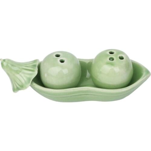 Unique Design Seasoning Can Two Peas in Pod Ceramic Salt Pepper Shaker Wedding Party Gifts Set