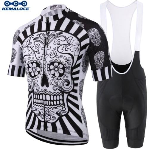 KEMALOCE Unique Cycling Wear Set Men 2022 Personalized Summer Bicycle Shirt Quick Dry Reflective Mountain Bike Jersey Bib Shorts