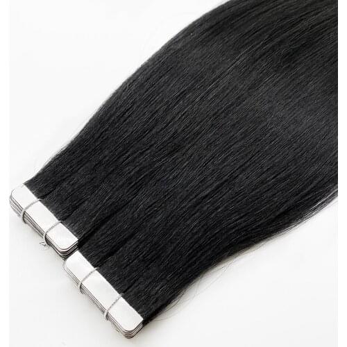 Kayla Tape In Hair Extensions Jet Black #1100% Human Hair Non-Remy 20pcs/pack Skin Weft Adhesive Tape Human Hair