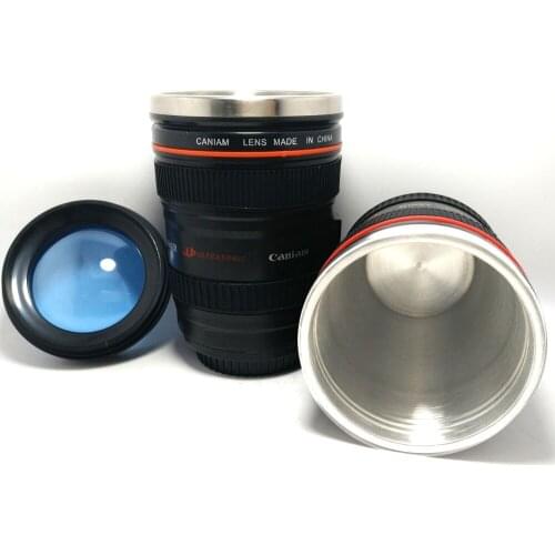 Magical Photography Creative 24-105 400ml Stainless steel liner Camera Lens Mugs Coffee Tea Cup Novelty Gift With Lid