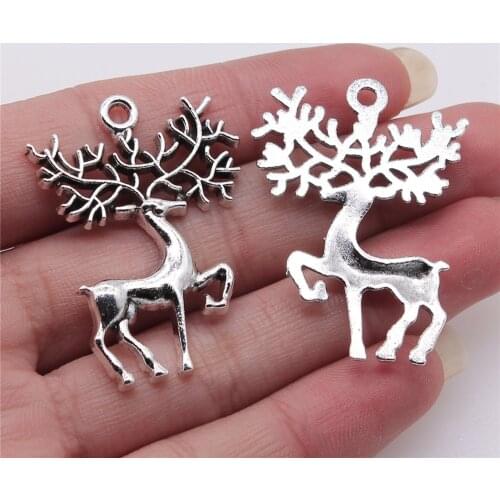 WYSIWYG 2pcs 41x29mm Reindeer Elk Deer Charms Pendant DIY Jewelry Findings Antique Bronze Color