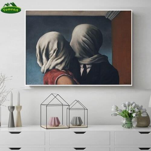 YUMEART Artwork Reproduction Artist Magritte The Kiss Posters and Prints Canvas Art Painting Wall Pictures Modern Home Decor