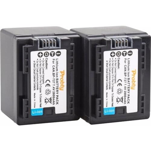 2Pcs Probty Full Decoded BP-727 BP 727 BP727 Battery for Canon VIXIA HF M50 M500 M56 M52 M60 R30 R300 R308 R506 DSLR Camera