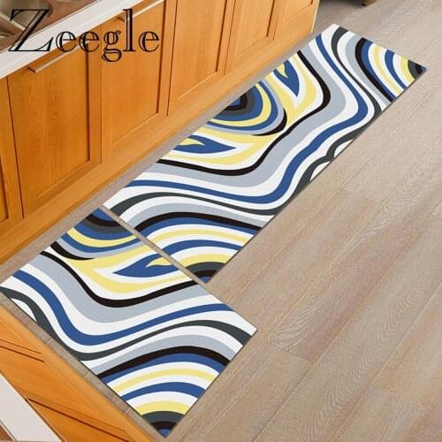 Zeegle Kitchen Mat Anti-slip Long Bath Carpet Modern Printed Doormat Absorbent Bedroom Living Room Floor Mats