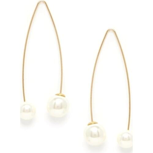 Women Special store Concise Fashion gold simulated Pearl tassel pendant hanging earring brincos female earing