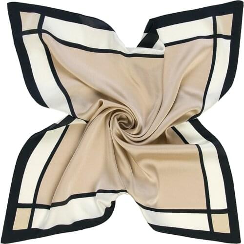 Vintage Silk Plaid Work Dress Stewardess Scarf Women Tartan Pattern Neckerchief Silk Square Bandana Foulard 2018 60*60cm