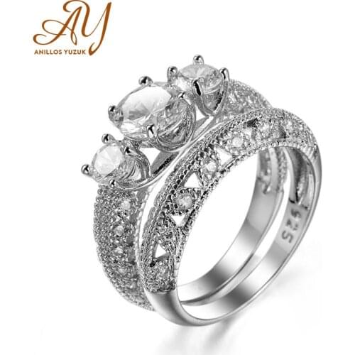 Anillos Yuzuk Wedding Ring Sterling Silver 925 Clear Cubic Zirconia Engagement Rings For Women Promise Statement Jewelry