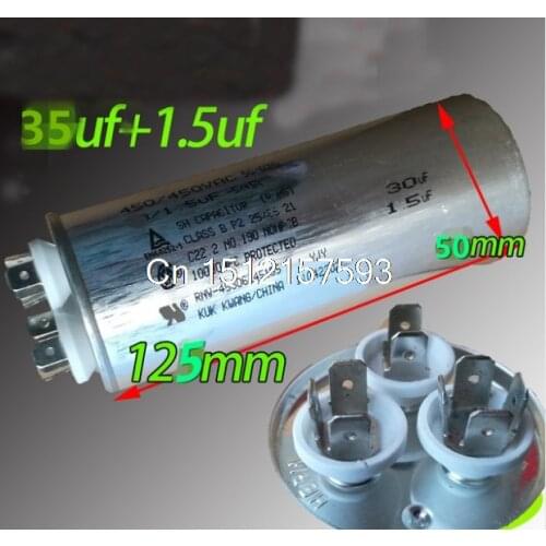 1PCS 450VAC 35uF+1.5uF Motor Run Start Capacitor for Air Conditioner 35/1.5UF