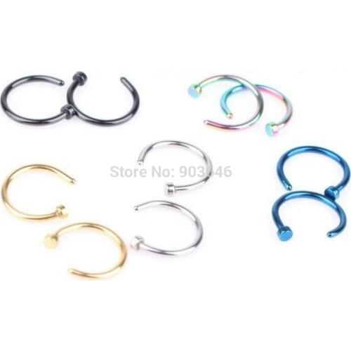 100pcs/lot Free Shipping Surgical Steel Punk Open Hoop Nose Ring Earring Body Piercing