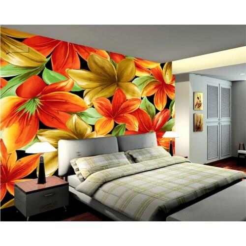 Beibehang Custom large photo 3D wallpaper colored flowers floral flower group bedroom background wall wallpaper for walls 3 d