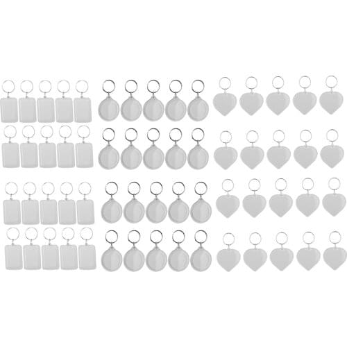 60Pcs Transparent Insert Photo Picture Frame Keychain Key Holder