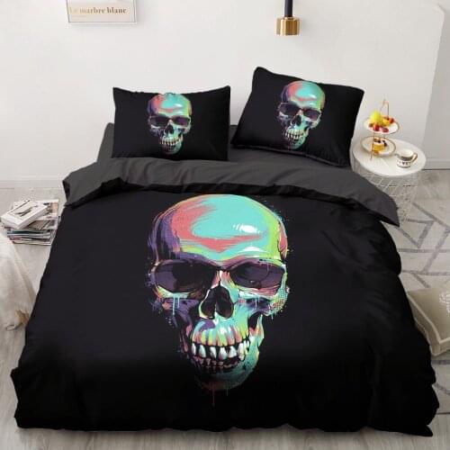 American Duvet Cover Set Bedding Sets Comforter Case and Pillowcase King Queen Full Twin Size 3D Skull Home Textile