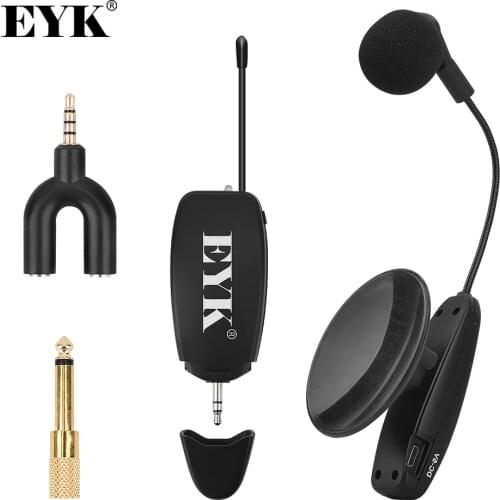 EYK UHF Wireless Instrument Microphone Suction Cup Condenser Gooseneck Mic Voice Recording Live Show for Guitar Violin Bas