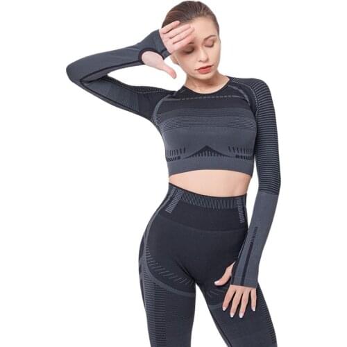 GYMS Seamless Yoga Set Fitness Sport Suits Gym Set Clothing 2 Piece Outfits Shirts High Waist Running Leggings Pants