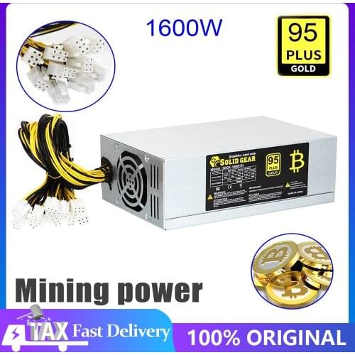 1800W ETH Mining Machine Power Supply 180-240V Input 10 x 6pin 95% Efficiency Support Multi-GPU For Bitcoin Mining Dropshipping