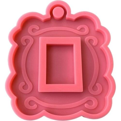 Keychain Epoxy Resin Mold Shiny Christmas Decoration Frame Shape Keyring Pendant Casting Silicone Mould DIY Crafts Jewelry J60E